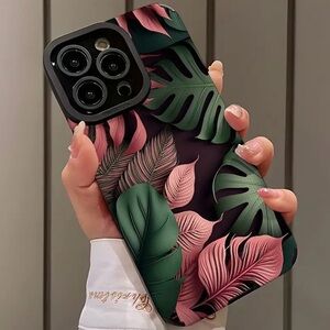 Apple iPhone Phone Case Tropical Flowers Pattern Black TPU